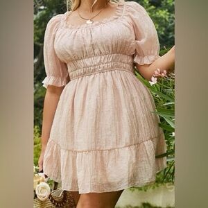 Blush Pink Women's Ruffle Smocked Dress